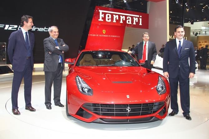 Ferrari executives were on hand in China to pose with the car