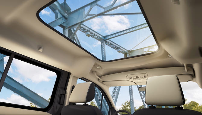 The panoramic sunroof is optional