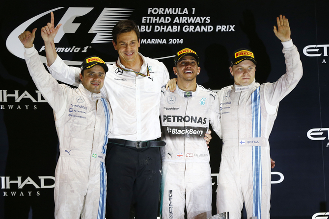 The two Williams completed the podium alongside the new wolrd champion