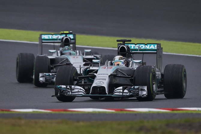 The two Mercedes continue to dominate the 2014 season