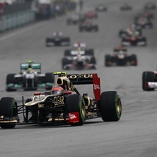 Romain Grosjean at the Malaysian Grand Prix where he qualified 7th but did not finish