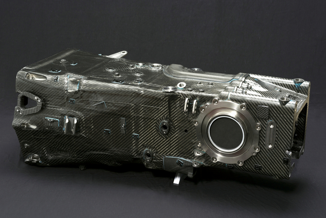 A carbon fiber transmission case was introduced in 2012