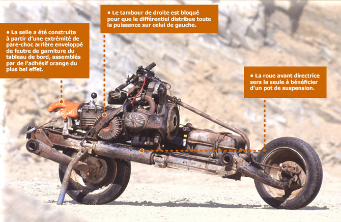 Stranded in the desert, man builds motorcycle from broken 2CV