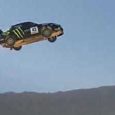 Ken Block jumps his rally car 171 feet