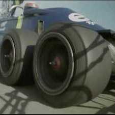 Jackie Stewart tests the P34 Tyrrell 6 wheeler